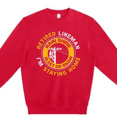 Retired Lineman Lineworker Power Lineman Retirement Premium Crewneck Sweatshirt