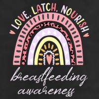Rainbow Love Latch Nourish Breastfeeding Awareness Month 7 Panel Mesh Trucker Snapback Hat