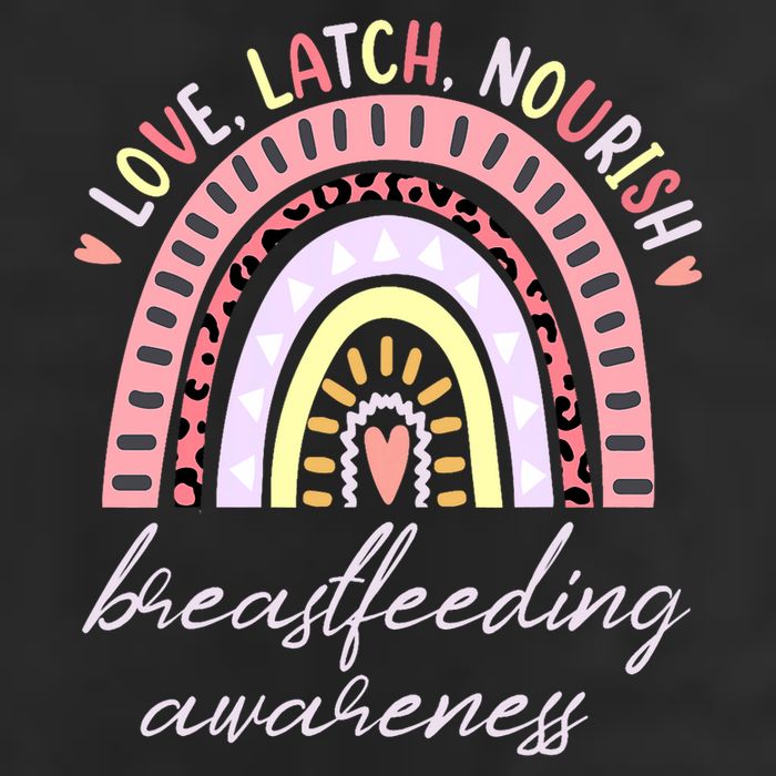 Rainbow Love Latch Nourish Breastfeeding Awareness Month 7 Panel Mesh Trucker Snapback Hat