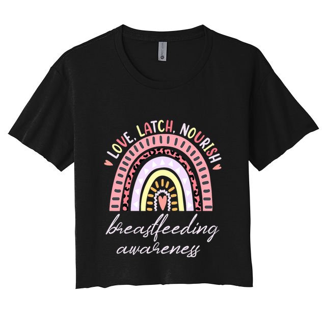 Rainbow Love Latch Nourish Breastfeeding Awareness Month Crop Top