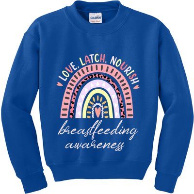 Rainbow Love Latch Nourish Breastfeeding Awareness Month Kids Sweatshirt