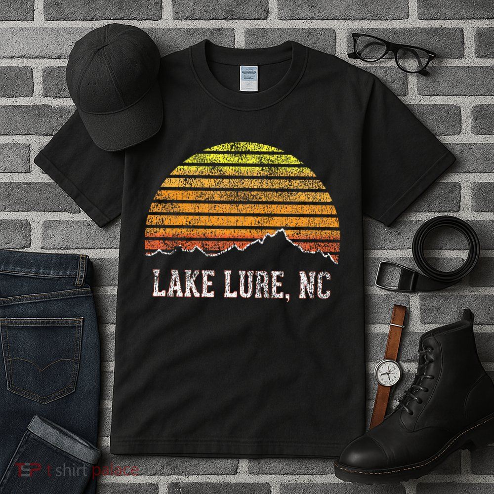 Retro Lake Lure North Carolina Mountain Sunset Tall T-Shirt