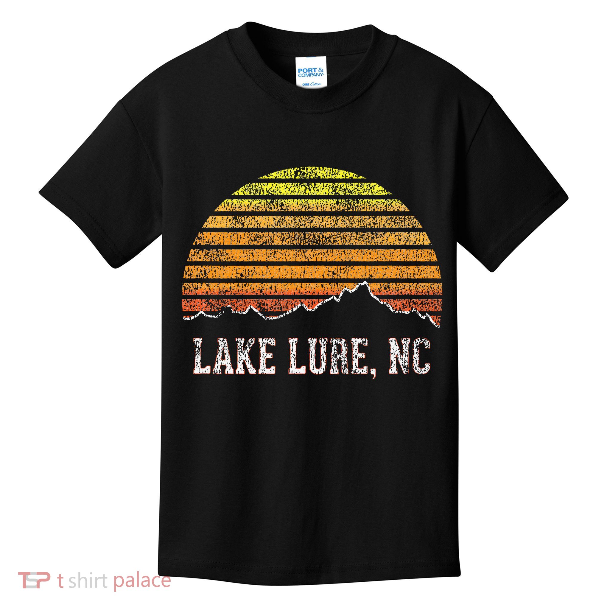 Retro Lake Lure North Carolina Mountain Sunset Kids T-Shirt
