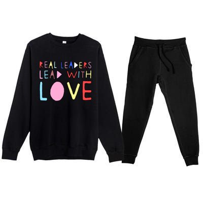 Real Leaders Lead With Love Premium Crewneck Sweatsuit Set