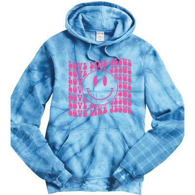 Retro Love Like Jesus Happy Face Aesthetic Tie Dye Hoodie