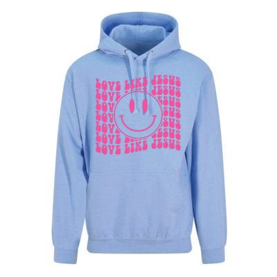 Retro Love Like Jesus Happy Face Aesthetic Unisex Surf Hoodie