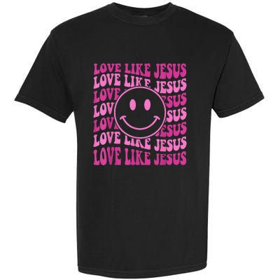 Retro Love Like Jesus Happy Face Aesthetic Garment-Dyed Heavyweight T-Shirt