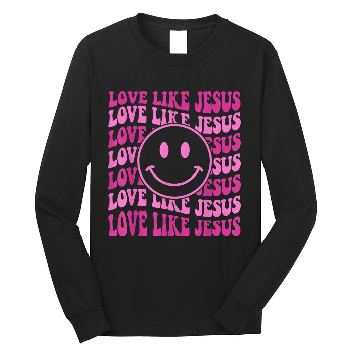 Retro Love Like Jesus Happy Face Aesthetic Long Sleeve Shirt