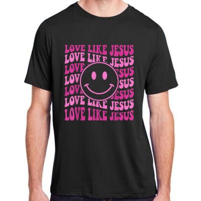 Retro Love Like Jesus Happy Face Aesthetic Adult ChromaSoft Performance T-Shirt