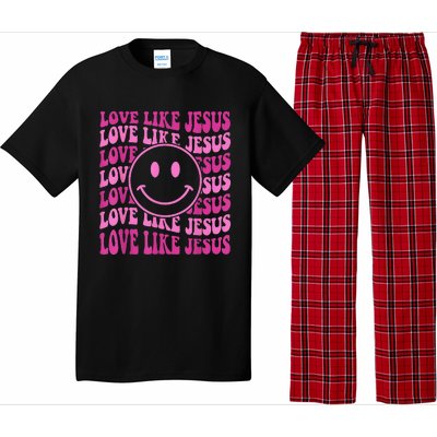 Retro Love Like Jesus Happy Face Aesthetic Pajama Set