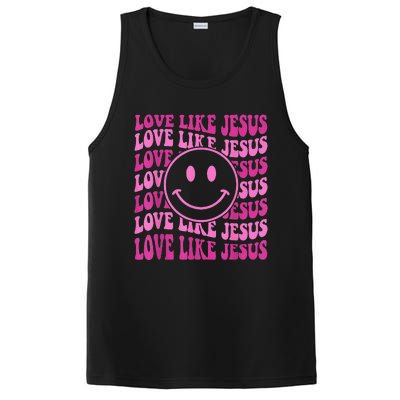 Retro Love Like Jesus Happy Face Aesthetic PosiCharge Competitor Tank