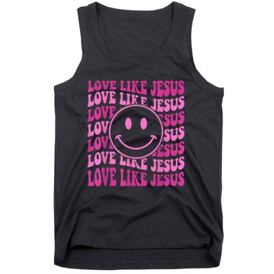 Retro Love Like Jesus Happy Face Aesthetic Tank Top