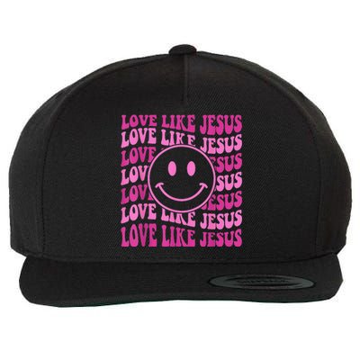 Retro Love Like Jesus Happy Face Aesthetic Wool Snapback Cap