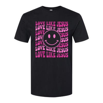 Retro Love Like Jesus Happy Face Aesthetic Softstyle CVC T-Shirt