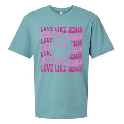 Retro Love Like Jesus Happy Face Aesthetic Sueded Cloud Jersey T-Shirt