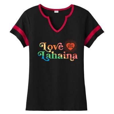 Retro Love Lahaina Maui Strong Ladies Halftime Notch Neck Tee