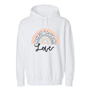 Rainbow Love Ll Love Is Love Valentine Day Graphic Gift Funny Gift Garment-Dyed Fleece Hoodie