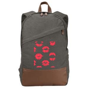 Red Lipstick Lips For Happy Valentines Day Gift Cotton Canvas Backpack