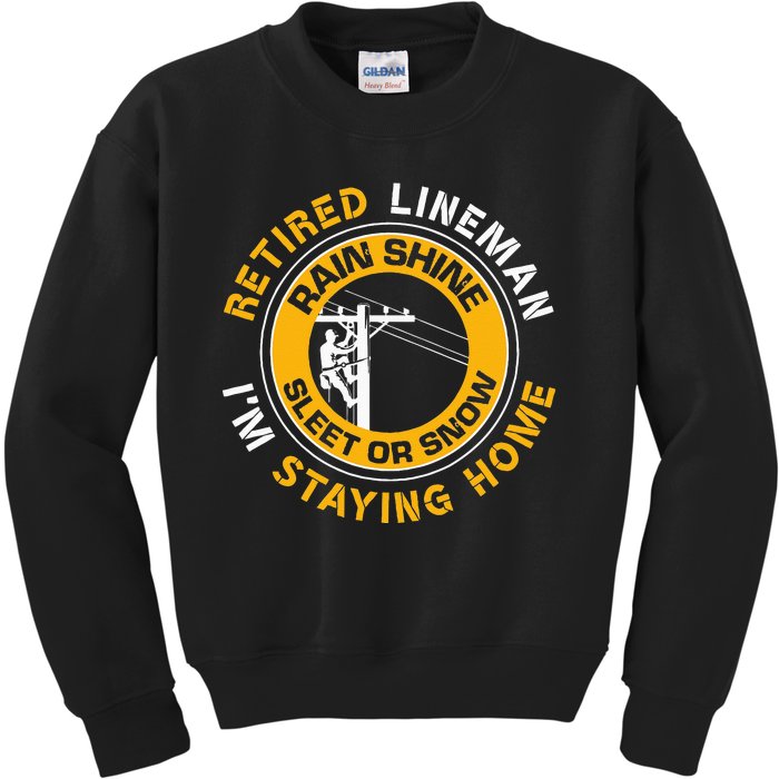 Retired Lineman Lineworker Power Lineman Retirement Kids Sweatshirt