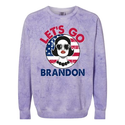 Retro Lady Let's Go Brandon Colorblast Crewneck Sweatshirt