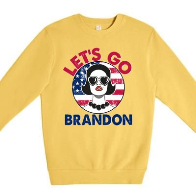 Retro Lady Let's Go Brandon Premium Crewneck Sweatshirt