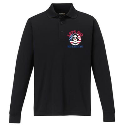 Retro Lady Let's Go Brandon Performance Long Sleeve Polo