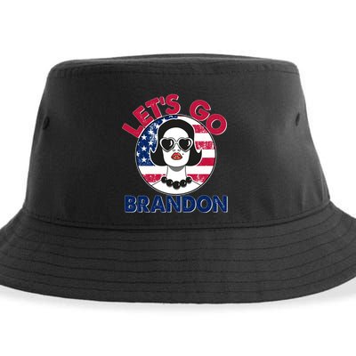 Retro Lady Let's Go Brandon Sustainable Bucket Hat