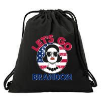 Retro Lady Let's Go Brandon Drawstring Bag