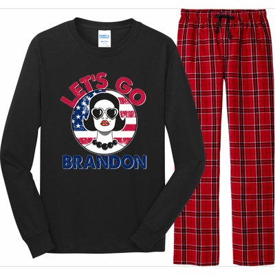 Retro Lady Let's Go Brandon Long Sleeve Pajama Set