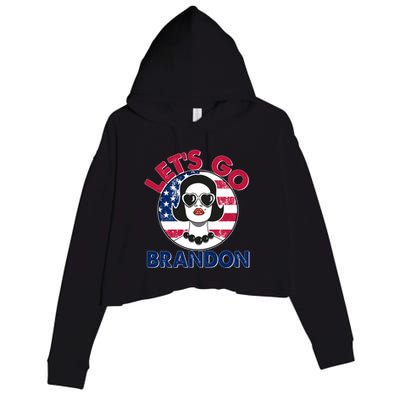Retro Lady Let's Go Brandon Crop Fleece Hoodie