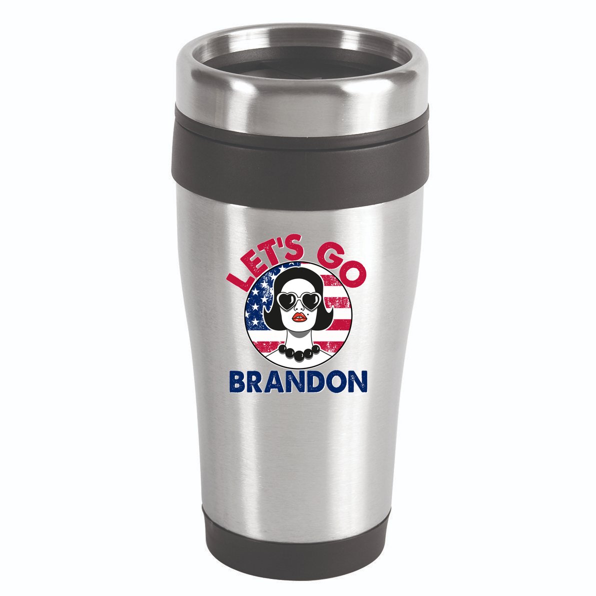 Retro Lady Let's Go Brandon 16oz Travel Tumbler