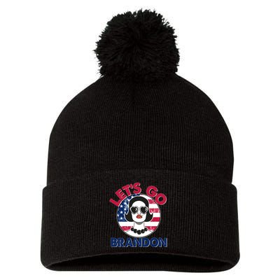Retro Lady Let's Go Brandon Pom Pom 12in Knit Beanie