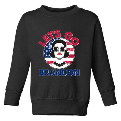 Retro Lady Let's Go Brandon Toddler Sweatshirt