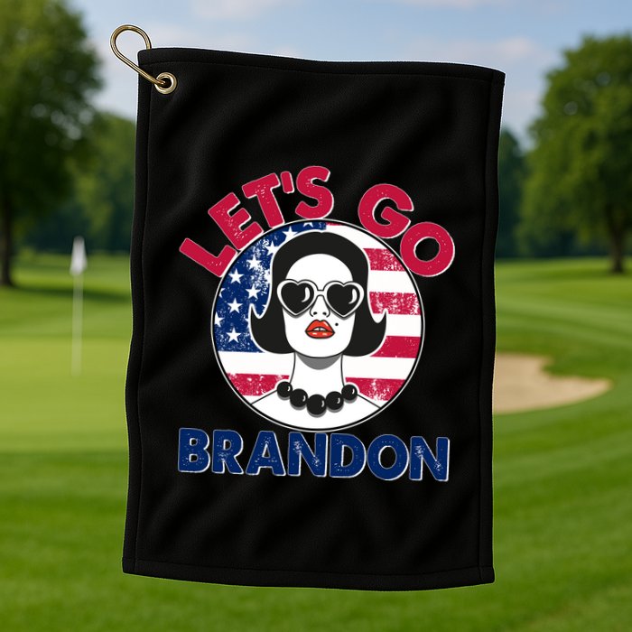 Retro Lady Let's Go Brandon Golf Towel