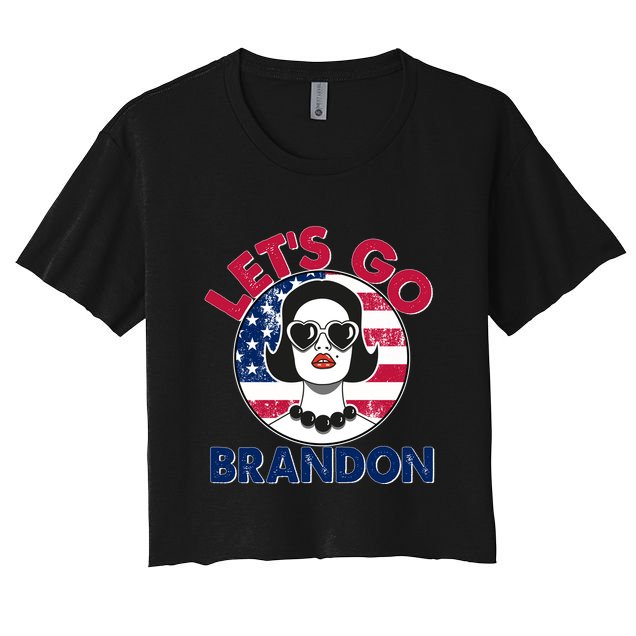 Retro Lady Let's Go Brandon Crop Top
