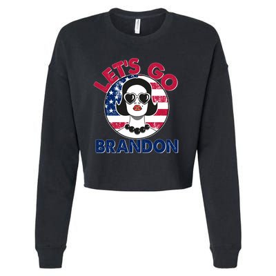 Retro Lady Let's Go Brandon Cropped Pullover Crew
