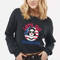 Retro Lady Let's Go Brandon Cropped Pullover Crew