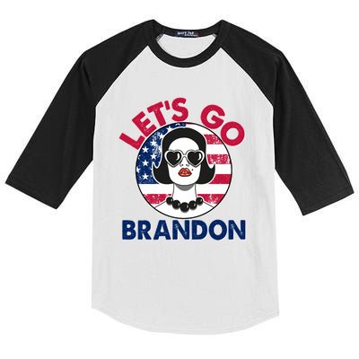 Retro Lady Let's Go Brandon Kids Colorblock Raglan Jersey