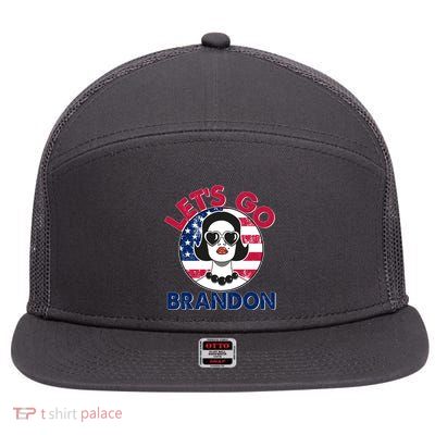 Retro Lady Let's Go Brandon 7 Panel Mesh Trucker Snapback Hat