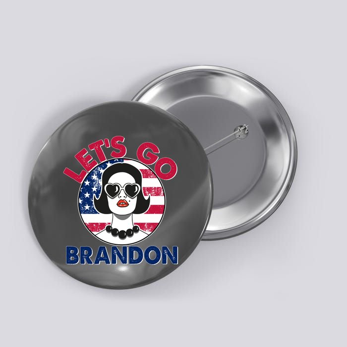 Retro Lady Let's Go Brandon Button