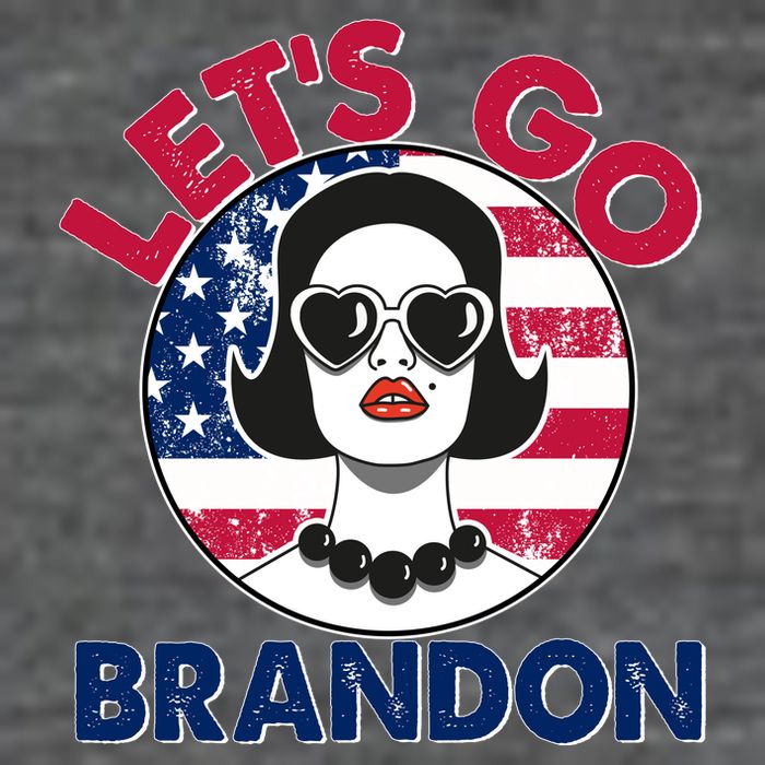 Retro Lady Let's Go Brandon Button