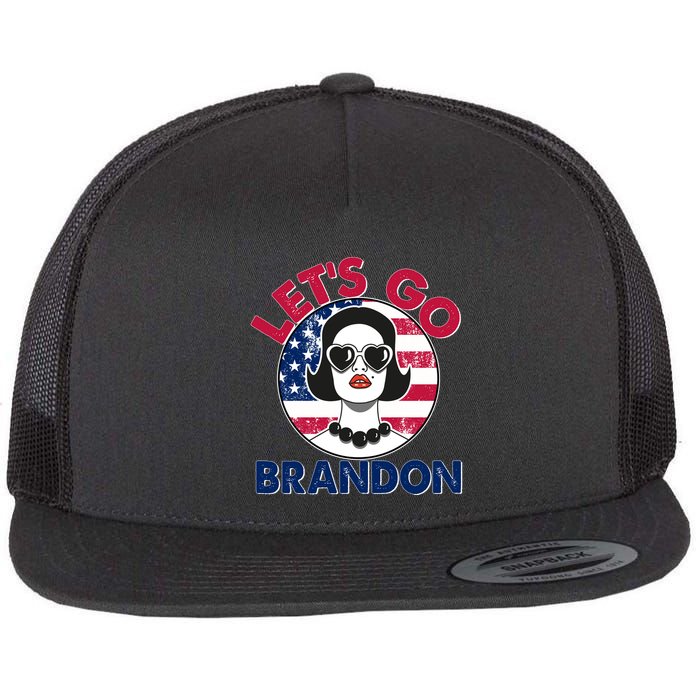 Retro Lady Let's Go Brandon Flat Bill Trucker Hat