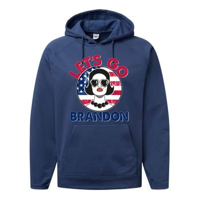 Retro Lady Let's Go Brandon Performance Fleece Hoodie