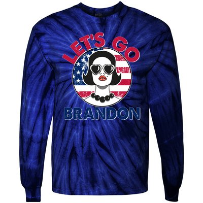 Retro Lady Let's Go Brandon Tie-Dye Long Sleeve Shirt