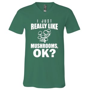 Really Like Mushrooms V-Neck T-Shirt