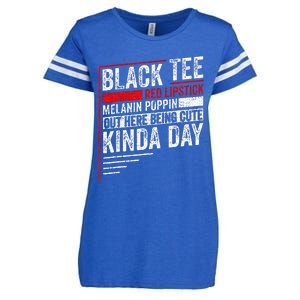 Red Lipstick Melanin Poppin Out Here Being Enza Ladies Jersey Football T-Shirt