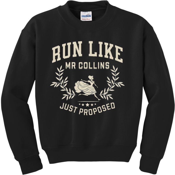 Run Like Mr Collins Just Proposed Funny Books And Running Kids Sweatshirt