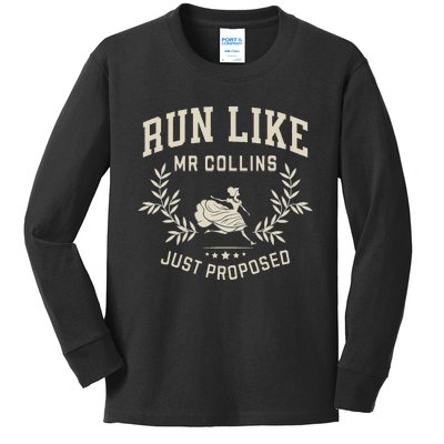 Run Like Mr Collins Just Proposed Funny Books And Running Kids Long Sleeve Shirt