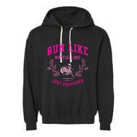 Run Like Mr.Collins Just Proposed Funny Books And Running Garment-Dyed Fleece Hoodie