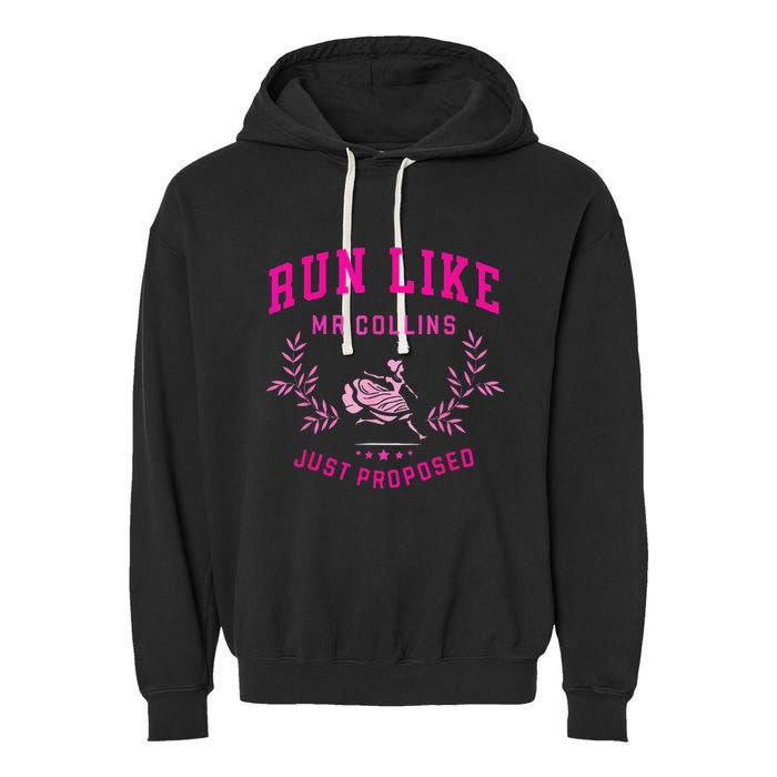 Run Like Mr.Collins Just Proposed Funny Books And Running Garment-Dyed Fleece Hoodie